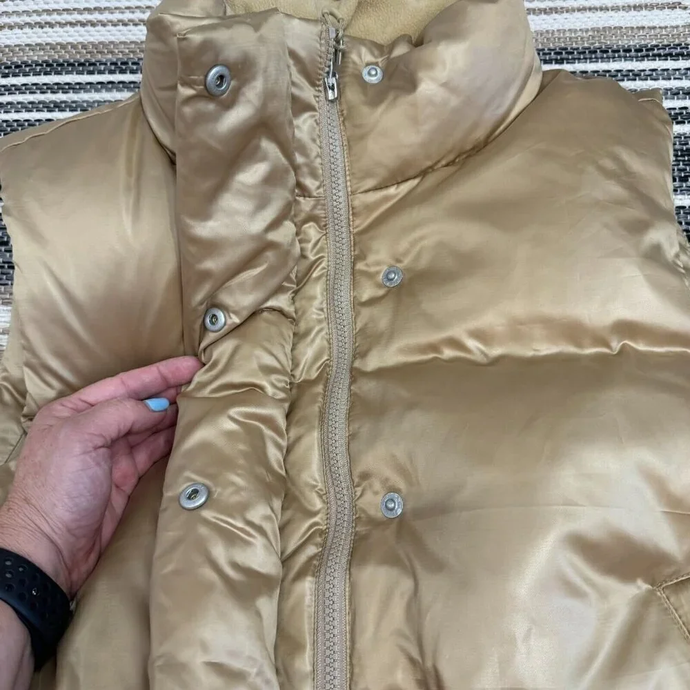 Beyond Yoga Women's‎ Pillow Puffer Vest Duck Down Zip Front Travertine Size L